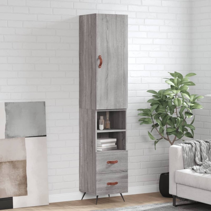 vidaXL Aparador alto madera contrachapada gris Sonoma 34,5x34x180 cm vidaXL Aparador alto madera contrachapada gris Sonoma 34,5x34x180 cm