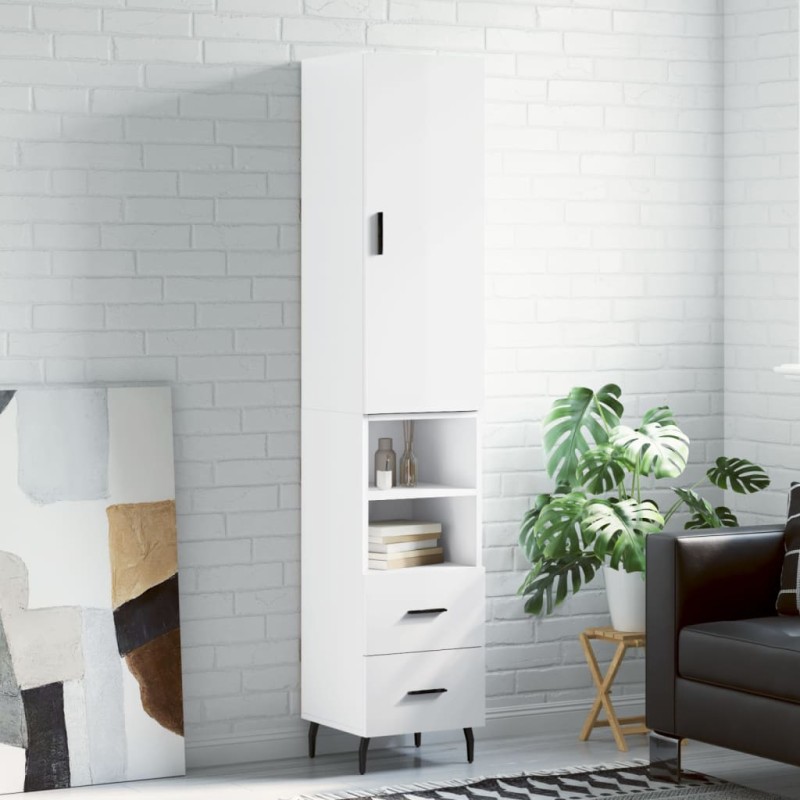 vidaXL Aparador alto madera contrachapada blanco brillo 34,5x34x180 cm vidaXL Aparador alto madera contrachapada blanco brillo 34,5x34x180 cm