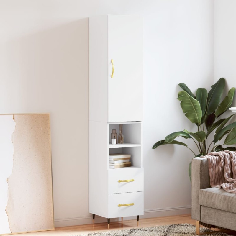 vidaXL Aparador alto madera contrachapada blanco 34,5x34x180 cm vidaXL Aparador alto madera contrachapada blanco 34,5x34x180 cm