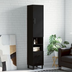 vidaXL Aparador de madera contrachapada negro 34,5x34x180 cm