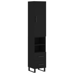 vidaXL Aparador de madera contrachapada negro 34,5x34x180 cm