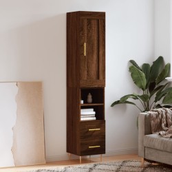 vidaXL Aparador alto madera contrachapada roble marrón 34,5x34x180 cm