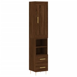 vidaXL Aparador alto madera contrachapada roble marrón 34,5x34x180 cm