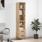 vidaXL Aparador de madera contrachapada roble Sonoma 34,5x34x180 cm vidaXL Aparador de madera contrachapada roble Sonoma 34,5x34x180 cm