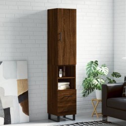 vidaXL Aparador alto madera contrachapada roble marrón 34,5x34x180 cm