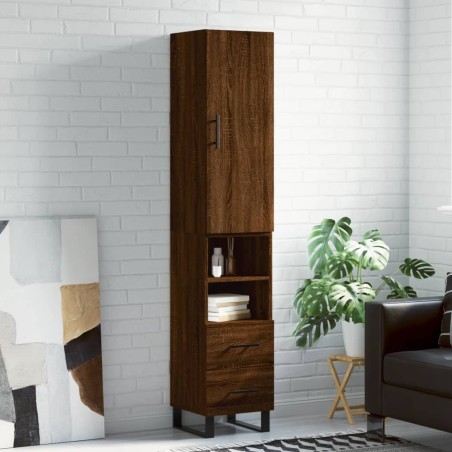 vidaXL Aparador alto madera contrachapada roble marrón 34,5x34x180 cm