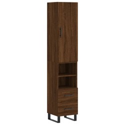 vidaXL Aparador alto madera contrachapada roble marrón 34,5x34x180 cm