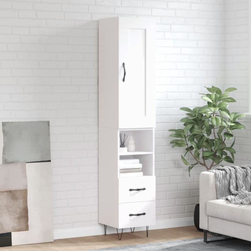 vidaXL Aparador alto madera contrachapada blanco 34,5x34x180 cm vidaXL Aparador alto madera contrachapada blanco 34,5x34x180 cm