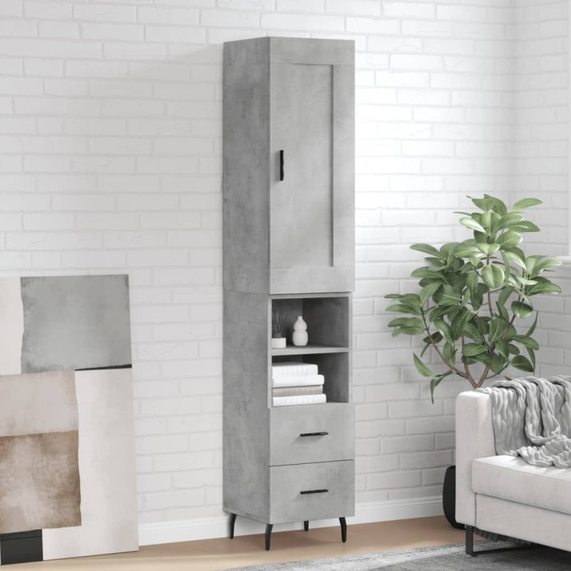 vidaXL Aparador de madera contrachapada gris hormigón 34,5x34x180 cm vidaXL Aparador de madera contrachapada gris hormigón 34,5x34x180 cm