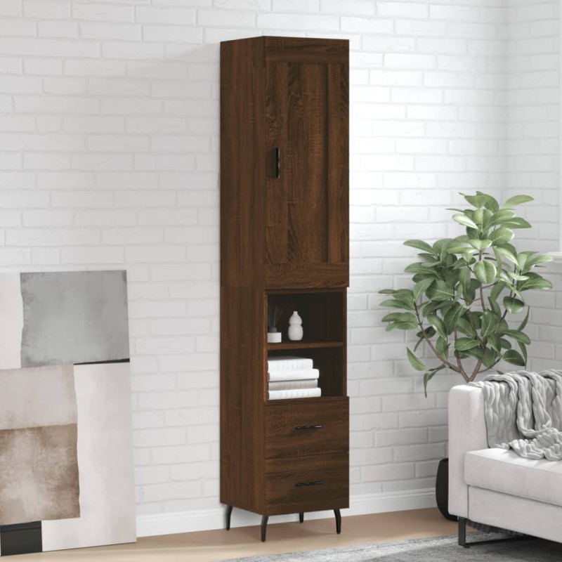vidaXL Aparador alto madera contrachapada roble marrón 34,5x34x180 cm vidaXL Aparador alto madera contrachapada roble marrón 34,5x34x180 cm