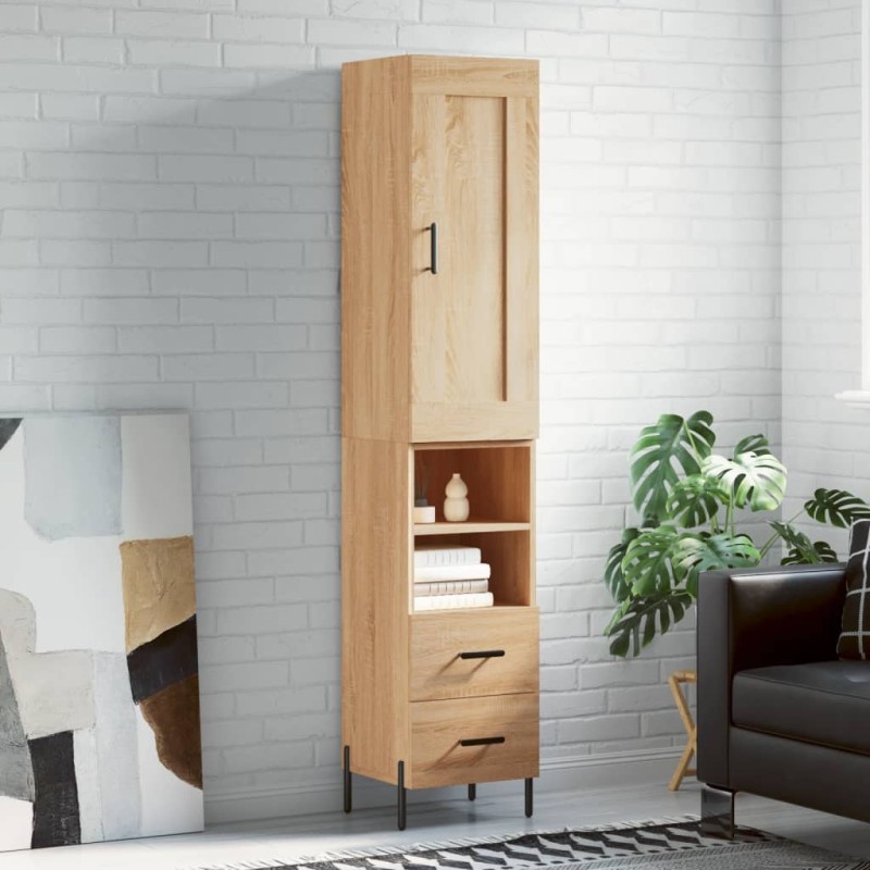 vidaXL Aparador de madera contrachapada roble Sonoma 34,5x34x180 cm vidaXL Aparador de madera contrachapada roble Sonoma 34,5x34x180 cm
