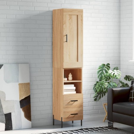 vidaXL Aparador de madera contrachapada roble Sonoma 34,5x34x180 cm