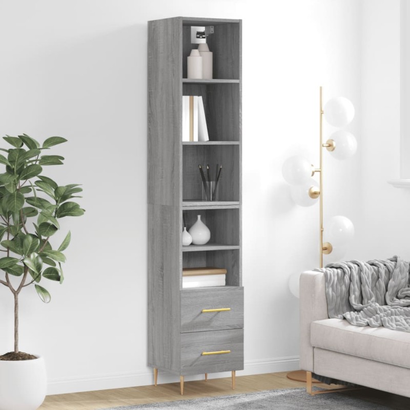 vidaXL Aparador alto madera contrachapada gris Sonoma 34,5x34x180 cm vidaXL Aparador alto madera contrachapada gris Sonoma 34,5x34x180 cm