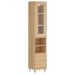 vidaXL Aparador de madera contrachapada roble Sonoma 34,5x34x180 cm