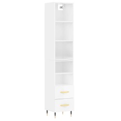vidaXL Aparador alto madera contrachapada blanco brillo 34,5x34x180 cm