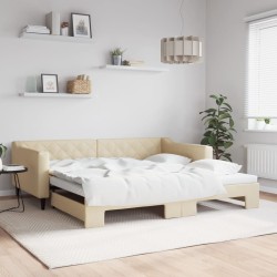 vidaXL Sofá cama nido tela crema 100x200 cm