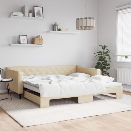 vidaXL Sofá cama nido tela crema 100x200 cm