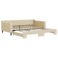 vidaXL Sofá cama nido tela crema 100x200 cm