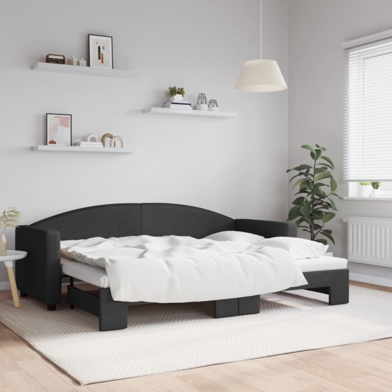 vidaXL Sofá cama nido tela negro 80x200 cm vidaXL Sofá cama nido tela negro 80x200 cm