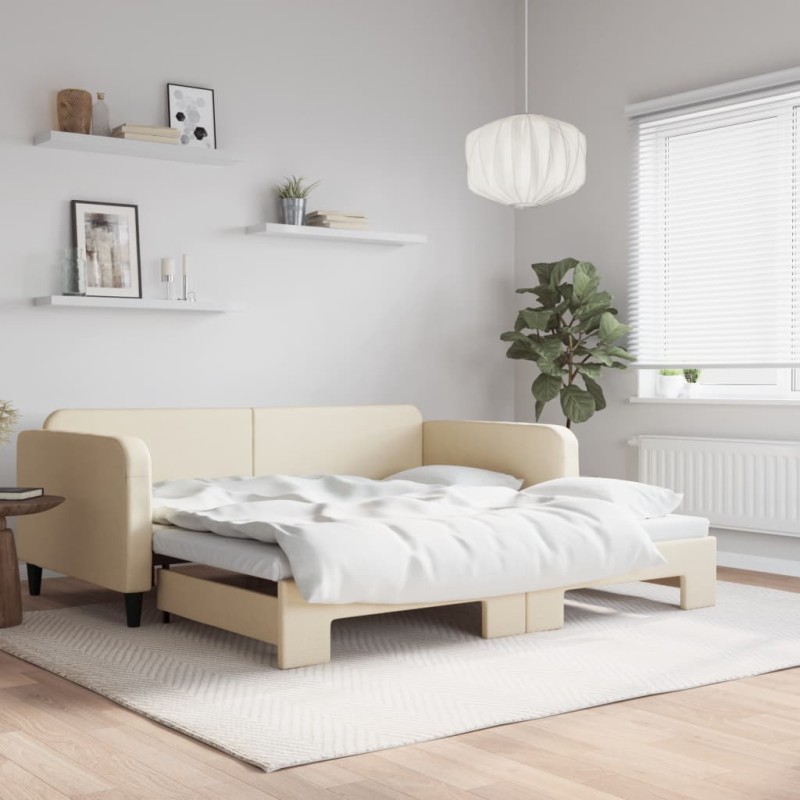 vidaXL Sofá cama nido tela crema 100x200 cm vidaXL Sofá cama nido tela crema 100x200 cm