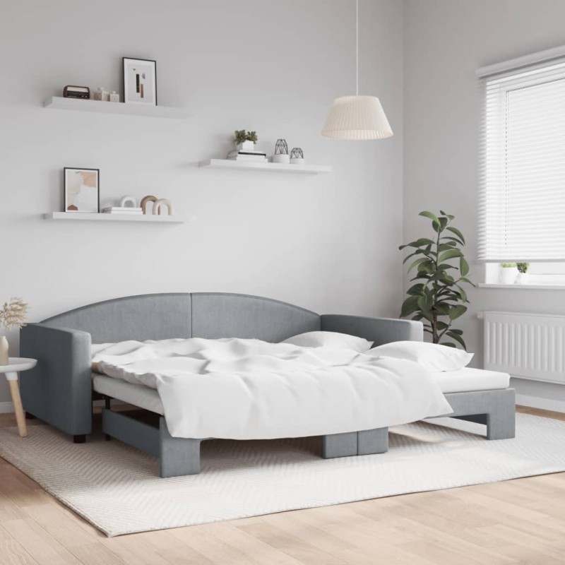 vidaXL Sofá cama nido tela gris claro 100x200 cm vidaXL Sofá cama nido tela gris claro 100x200 cm