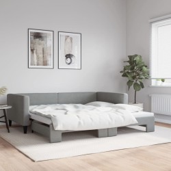 vidaXL Sofá cama nido tela gris claro 100x200 cm