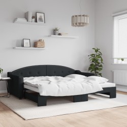 vidaXL Sofá cama nido tela negro 90x200 cm