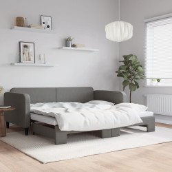 vidaXL Sofá cama nido tela gris oscuro 90x190 cm