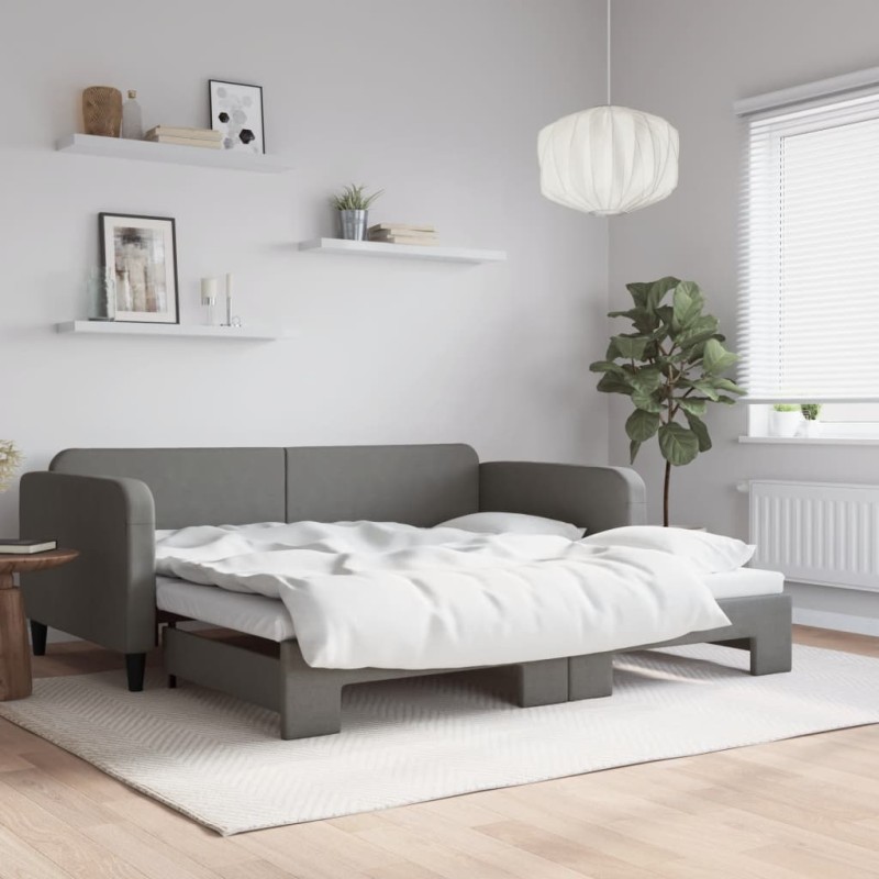 vidaXL Sofá cama nido tela gris oscuro 90x190 cm vidaXL Sofá cama nido tela gris oscuro 90x190 cm