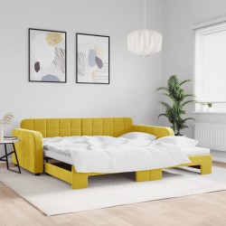 vidaXL Sofá cama nido terciopelo amarillo 100x200 cm