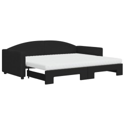 vidaXL Sofá cama nido con colchón tela negro 90x200 cm