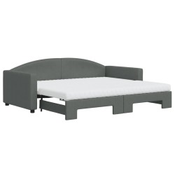 vidaXL Sofá cama nido con colchón tela gris oscuro 90x190 cm