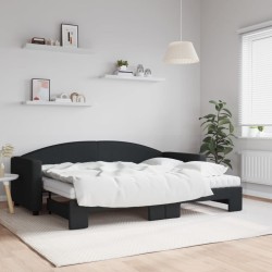 vidaXL Sofá cama nido con colchón tela negro 80x200 cm