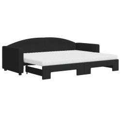 vidaXL Sofá cama nido con colchón tela negro 80x200 cm