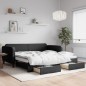 vidaXL Sofá cama nido con cajones tela negro 100x200 cm vidaXL Sofá cama nido con cajones tela negro 100x200 cm