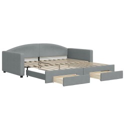 vidaXL Sofá cama nido con cajones tela gris claro 100x200 cm