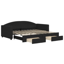 vidaXL Sofá cama nido con cajones tela negro 90x190 cm