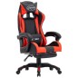 vidaXL Silla gaming con reposapiés cuero sintético rojo y negro vidaXL Silla gaming con reposapiés cuero sintético rojo y negro