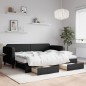 vidaXL Sofá cama nido con cajones tela negro 80x200 cm vidaXL Sofá cama nido con cajones tela negro 80x200 cm