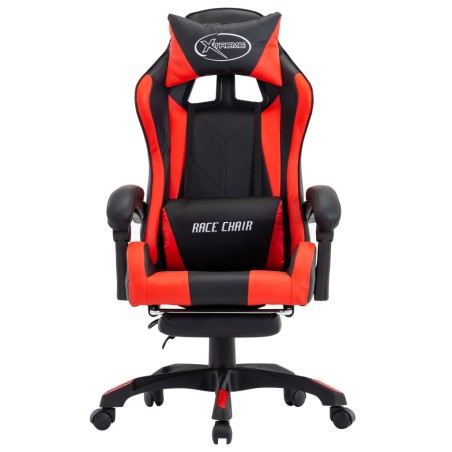 vidaXL Silla gaming con reposapiés cuero sintético rojo y negro