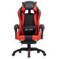 vidaXL Silla gaming con reposapiés cuero sintético rojo y negro vidaXL Silla gaming con reposapiés cuero sintético rojo y negro