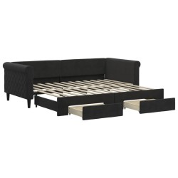 vidaXL Sofá cama nido con cajones terciopelo negro 90x200 cm