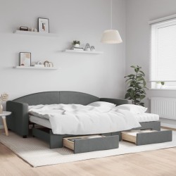 vidaXL Sofá cama nido con cajones tela gris oscuro 100x200 cm