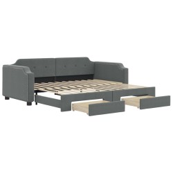 vidaXL Sofá cama nido con cajones tela gris oscuro 100x200 cm