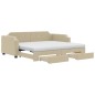 vidaXL Sofá cama nido con cajones tela color crema 100x200 cm vidaXL Sofá cama nido con cajones tela color crema 100x200 cm
