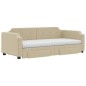 vidaXL Sofá cama nido con cajones tela color crema 100x200 cm vidaXL Sofá cama nido con cajones tela color crema 100x200 cm