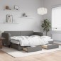 vidaXL Sofá cama nido con cajones tela gris oscuro 90x200 cm vidaXL Sofá cama nido con cajones tela gris oscuro 90x200 cm