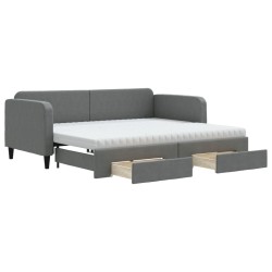 vidaXL Sofá cama nido con cajones tela gris oscuro 90x200 cm