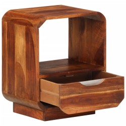 vidaXL Mesita de noche con cajón de madera maciza sheesham 40x30x50 cm
