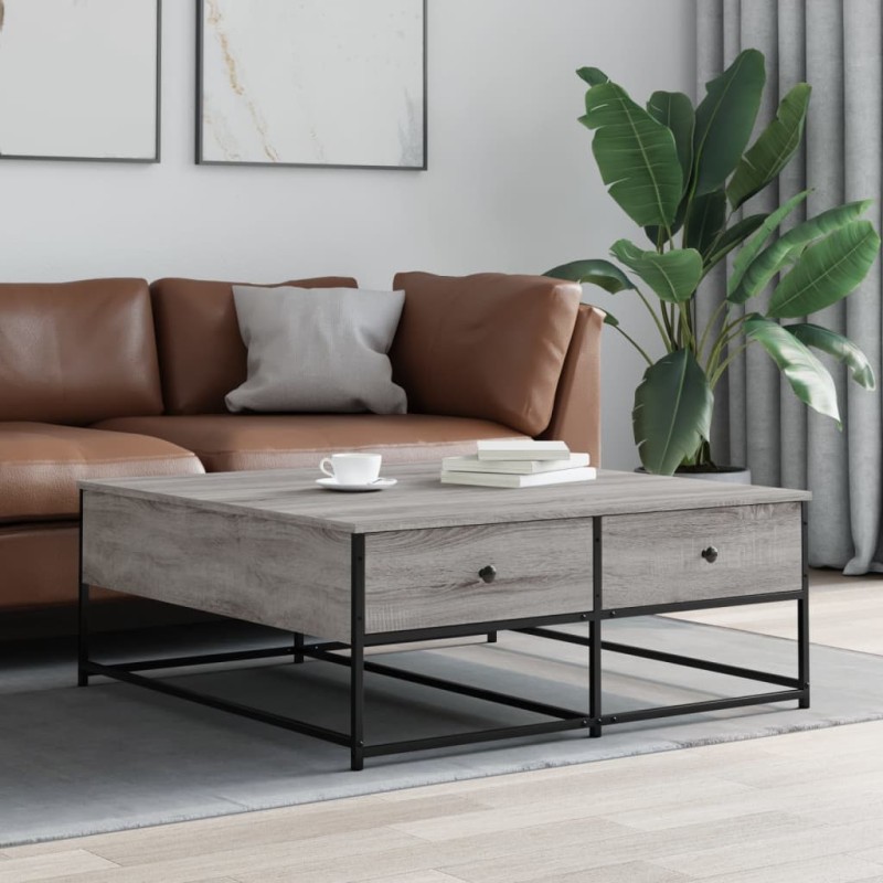 vidaXL Mesa de centro madera de ingeniería gris Sonoma 100x99x40 cm vidaXL Mesa de centro madera de ingeniería gris Sonoma 100x99x40 cm